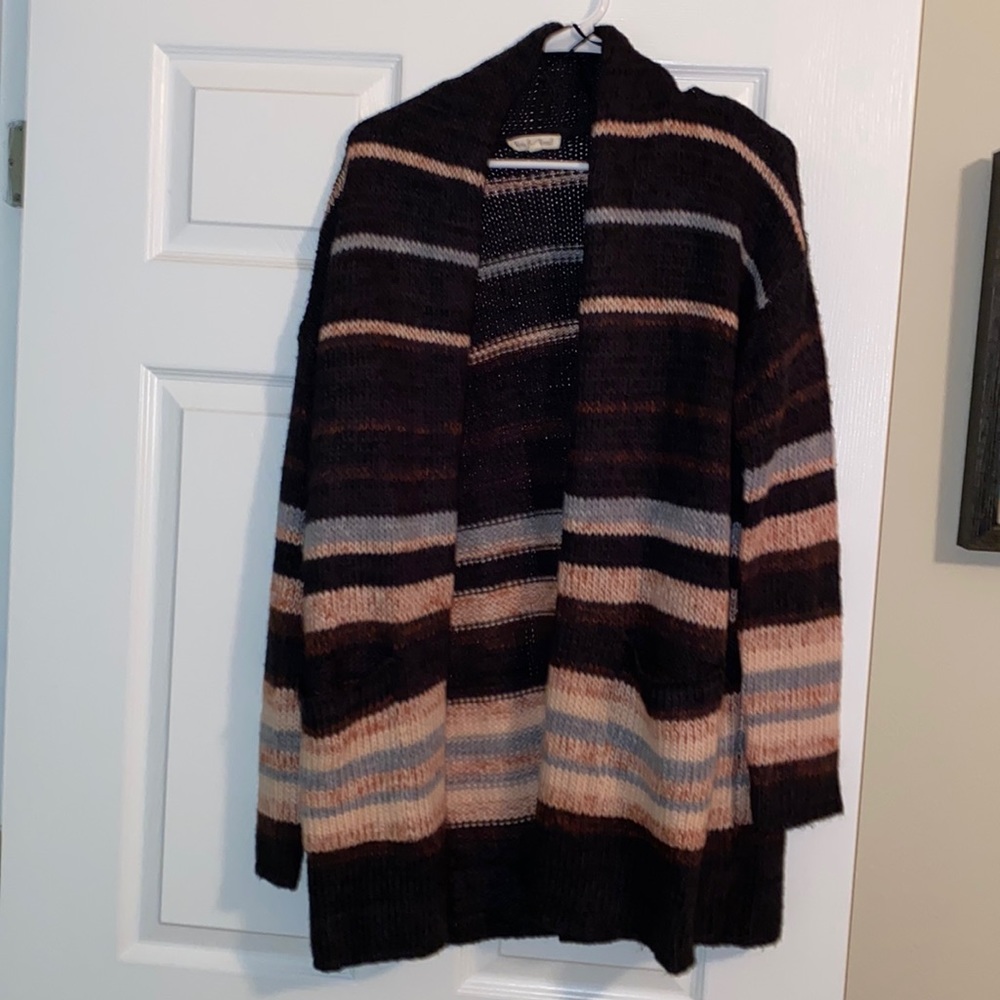Womens Striped Cardigan Sweater